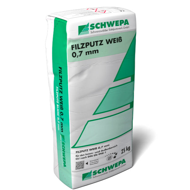 Schwepa Filzputz 0,7 mm 1,2 mm 25 kg Oberputz innen