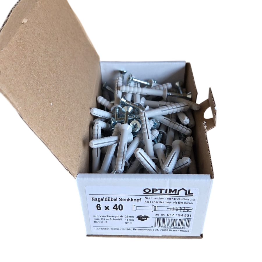 Schlagdübel 6 x 40 mm für Beton Mauerwerk und Vollstein