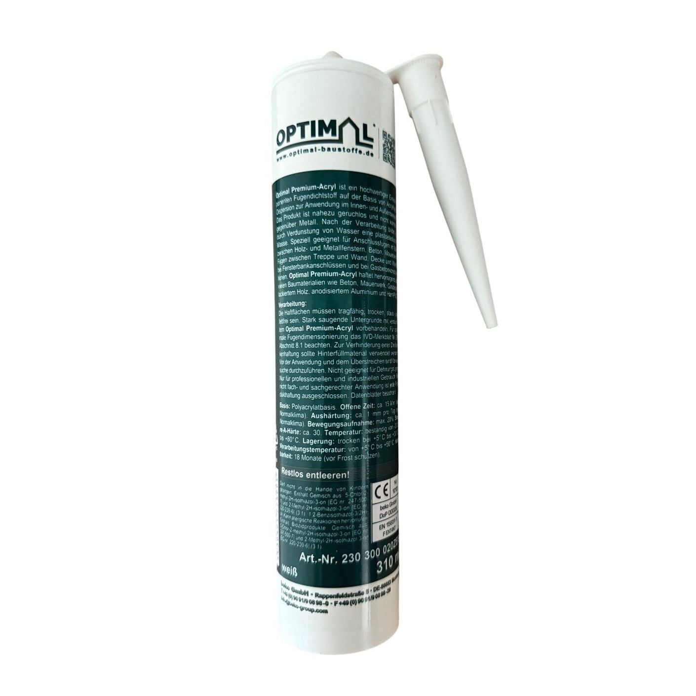OPTIMAL Premium-Acryl ist eine hochwertige, elastische Dichtmasse mit&nbsp;20% Dehnung