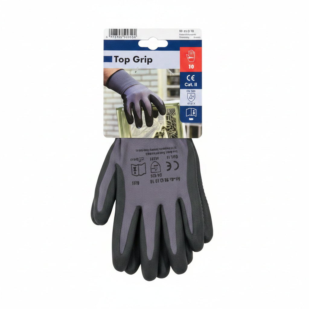 TopGrip Arbeitshandschuhe Größe 10 mit Nitrilnoppen